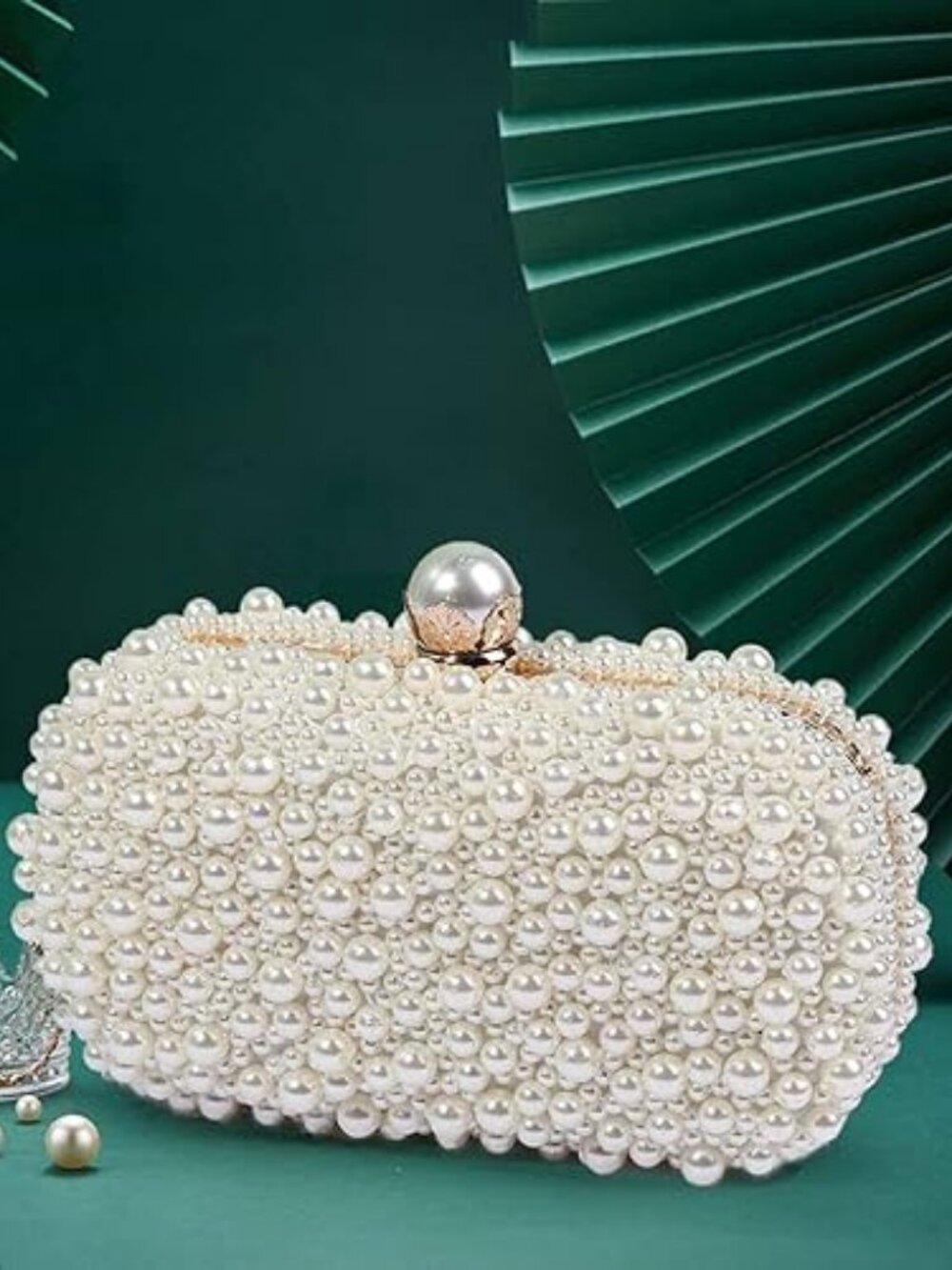 Women’s Pearl Beaded Clutch Purse | Bridal Wedding Evening Bag